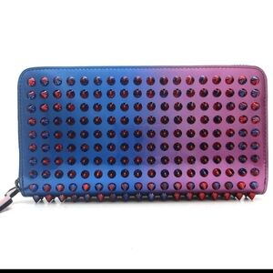 Christian Louboutin studded blue&pink wallet
